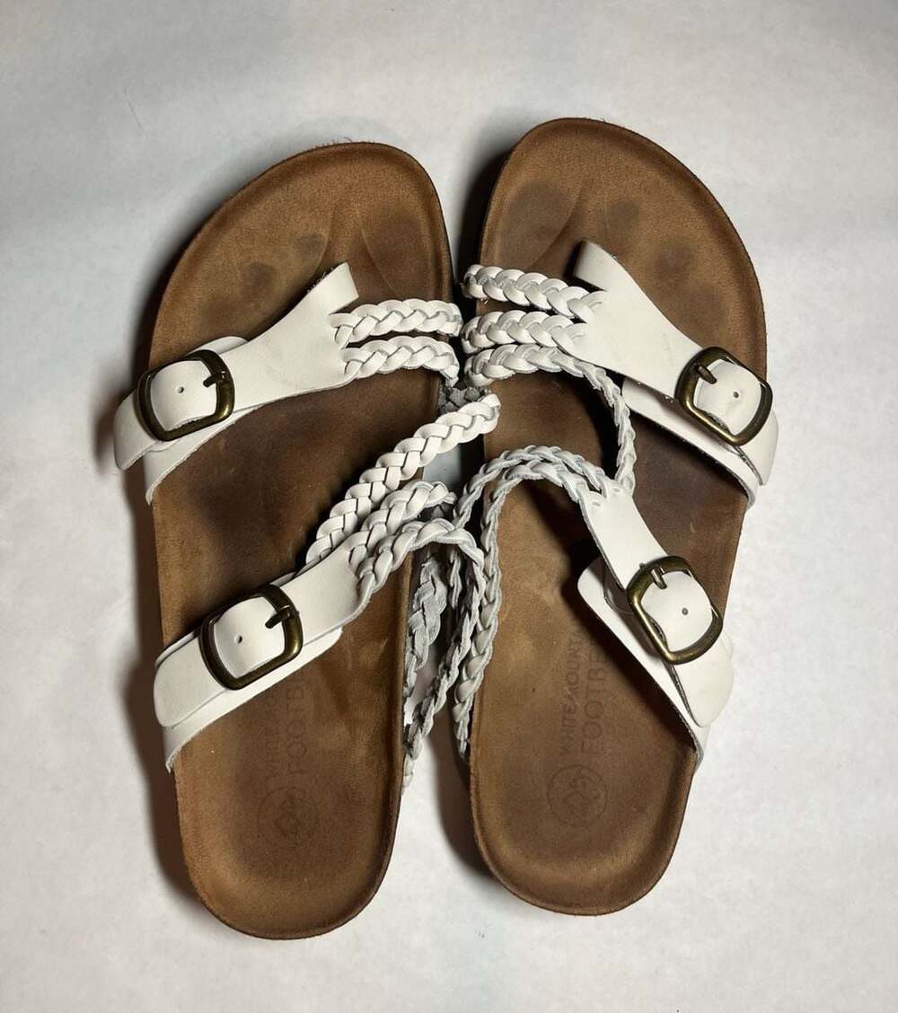 White Mountain Footbeds Braided White Sandals